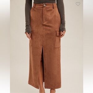 Hem & Thread Brown suede Skirt